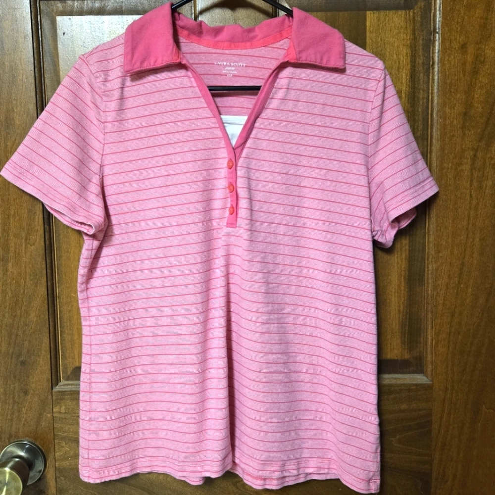 Laura Scott Striped Polo Tee